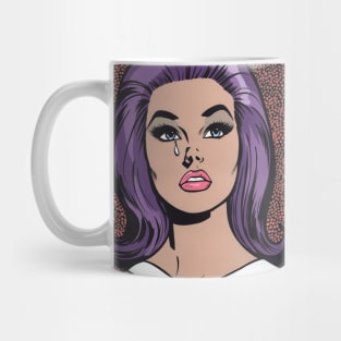 Purple Pop Art Sad Girl Mug